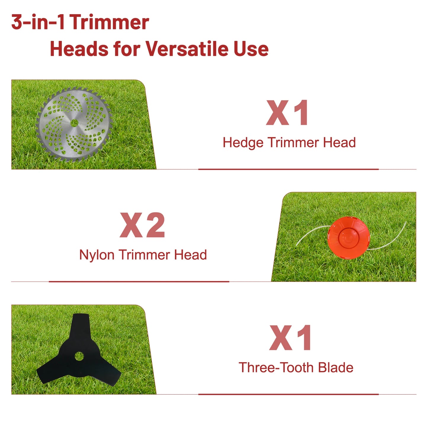52cc 2-Stroke Gas Lawn Tool With 4 Detachable Trimmer Heads