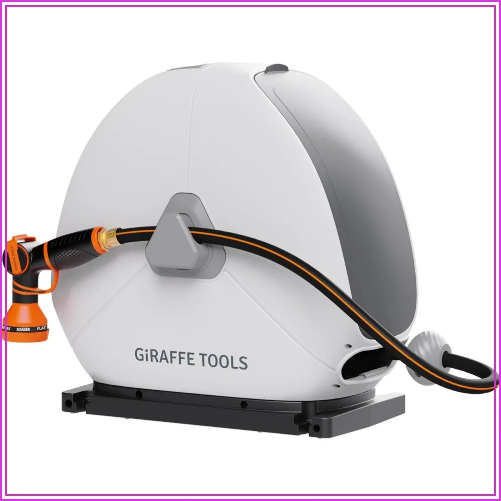 Retractable Garden Hose Reel Auto Rewind Ground Mount 360 Swivel