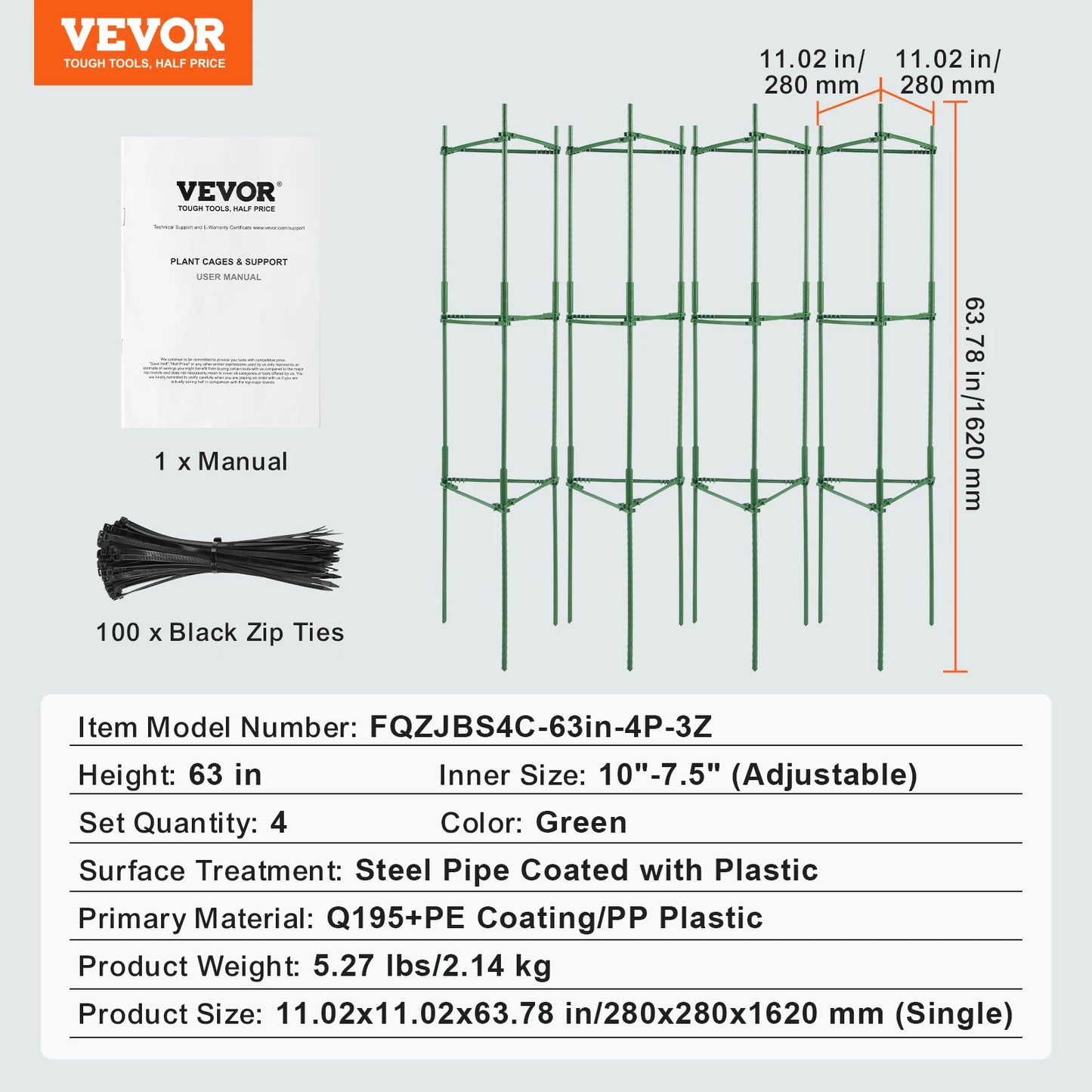 SucceBuy Tomato Cage Pack for Garden Support Trellis 6 Count