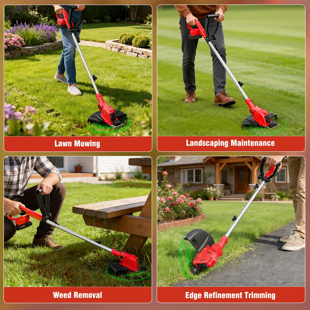Cordless Trimmer With Rotatable Head Auto Line Feed Batteries and Charger - Parry's Picks