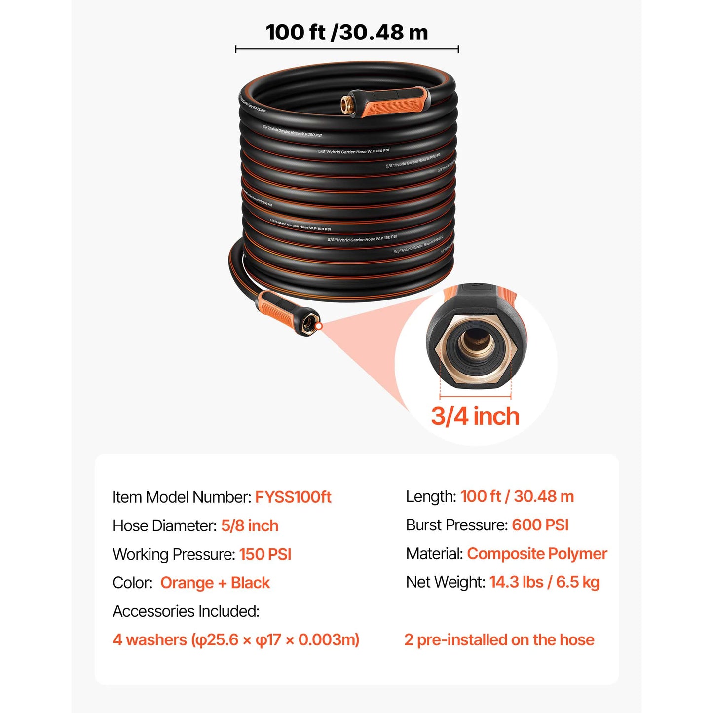 Garden Hose Heavy Duty Flexible Non Kink Outdoor Water Hose Lightweight