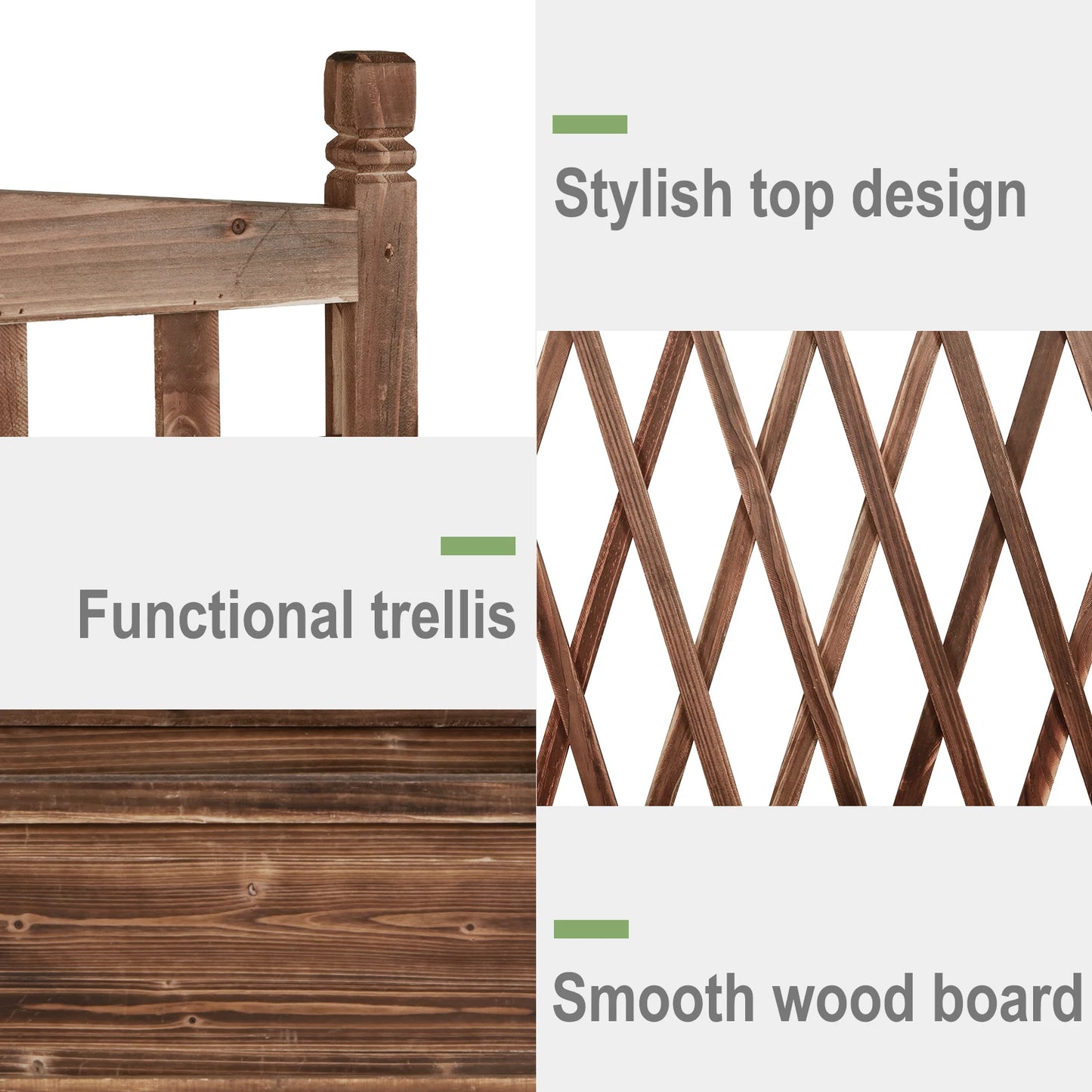 Raised Wooden Garden Bed With Trellis Planter Box For Vegetables