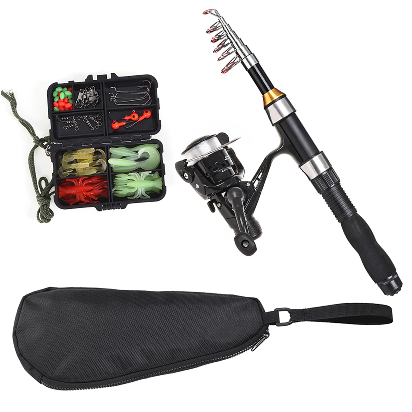 Telescopic Fishing Rod And Reel Combo Full Kit With Lures