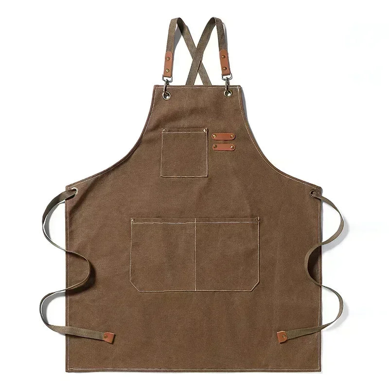 Hebei Canvas Kitchen Apron For Chefs And Restaurant Staff With Cross Back Design