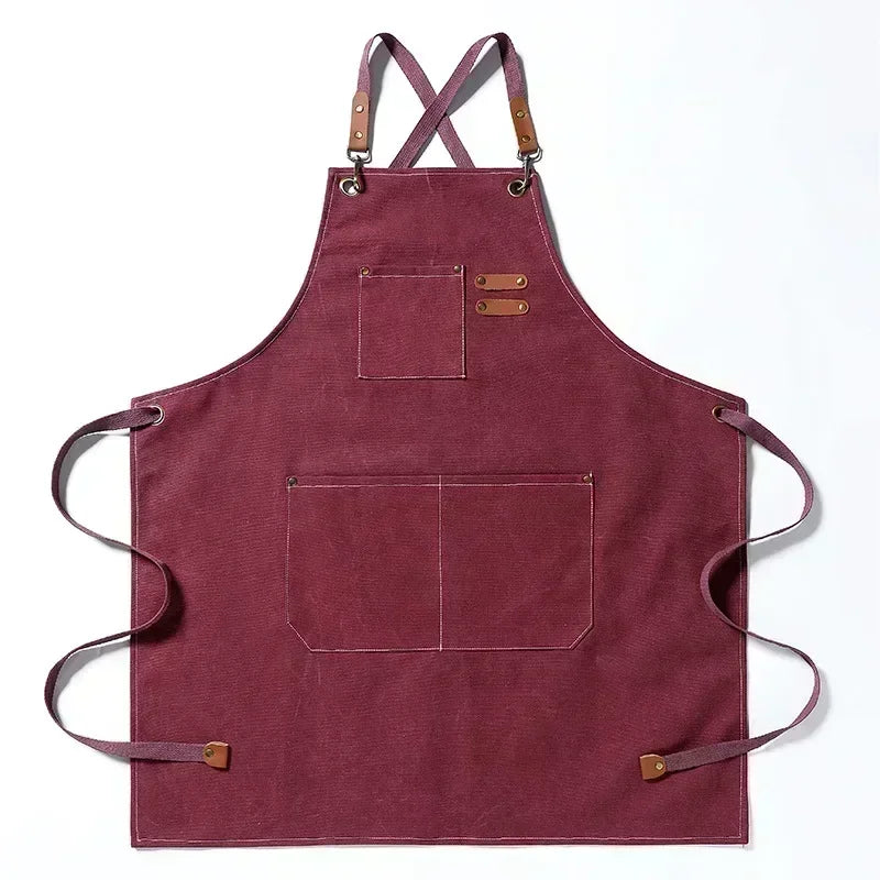 Hebei Canvas Kitchen Apron For Chefs And Restaurant Staff With Cross Back Design