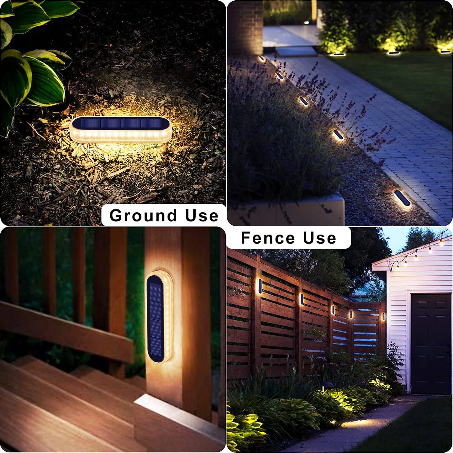 4 Pack Solar Deck Lights IP68 Waterproof Auto On Off LED Step Lights For Path