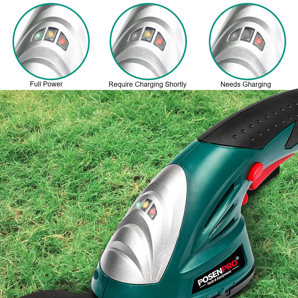 POSENPRO 2-In-1 Cordless Hedge Trimmer And Grass Shear Battery Included