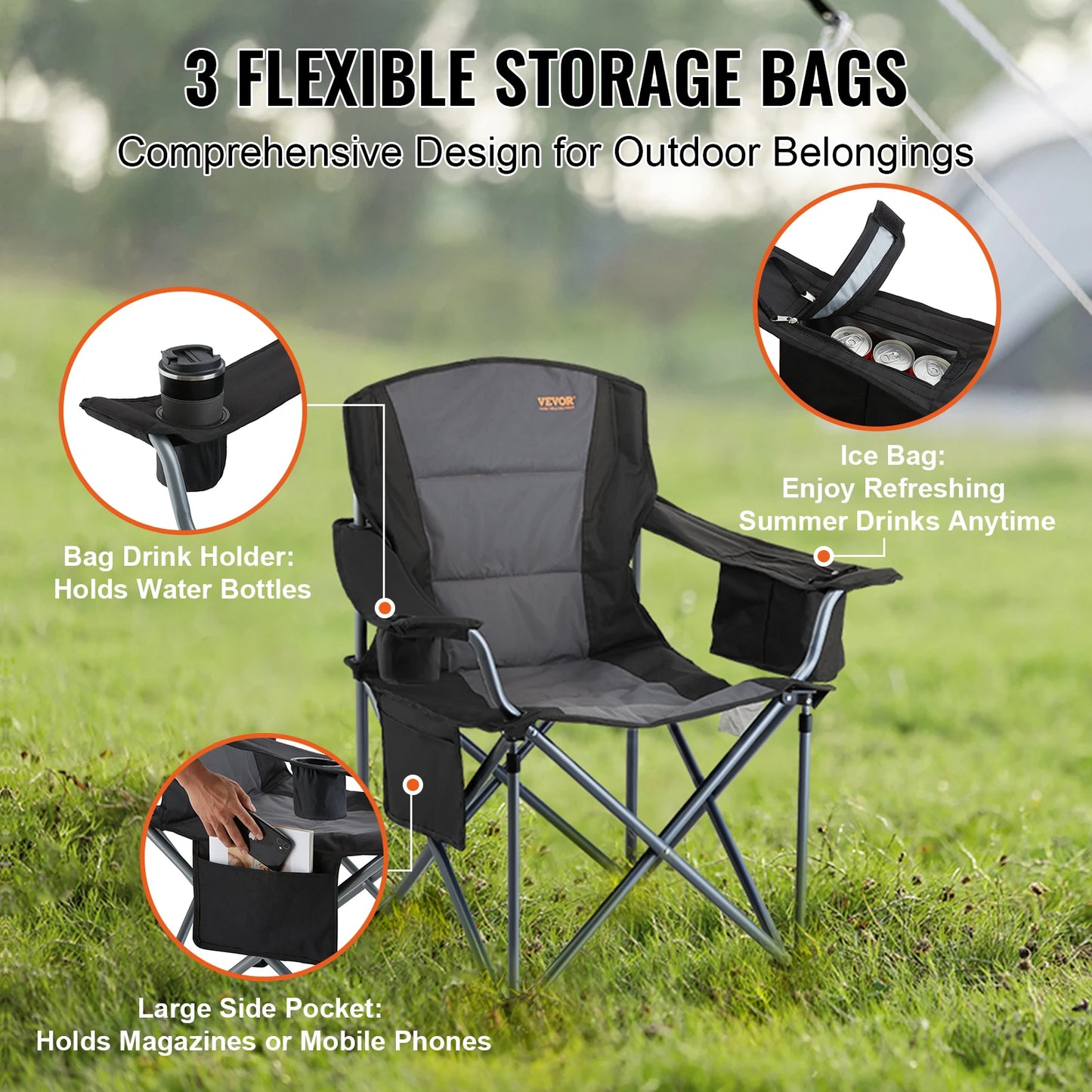 SucceBuy Ultralight Outdoor Camping Chair 350 Lbs Folding Seat