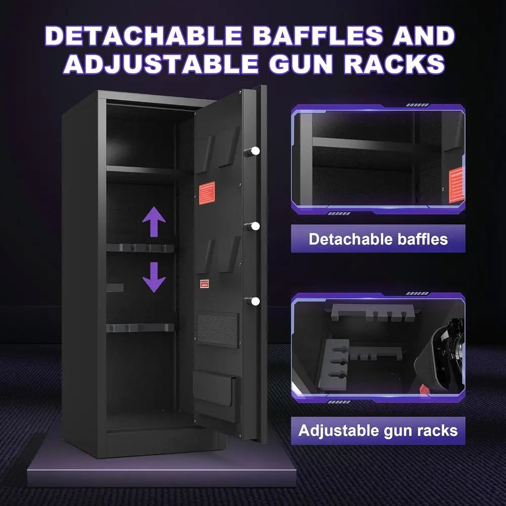 Gun Safe Cabinet With Dual Alarm For Rifles Pistols Shotguns