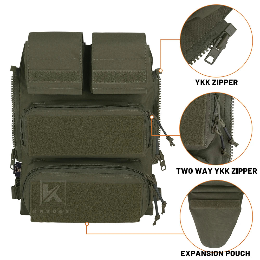 KRYDEX Tactical Modular Back Panel Molle Pouch For AVS JPC 2.0