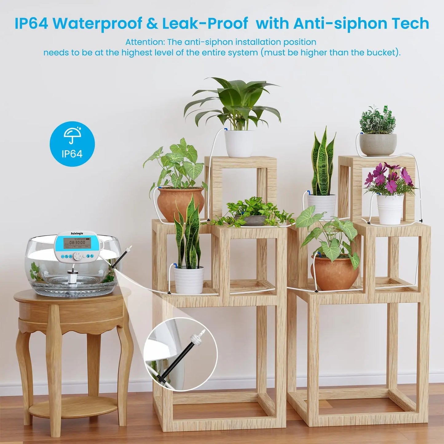 Drip Irrigation Kit Auto Plant Watering System Anti Siphoning Device