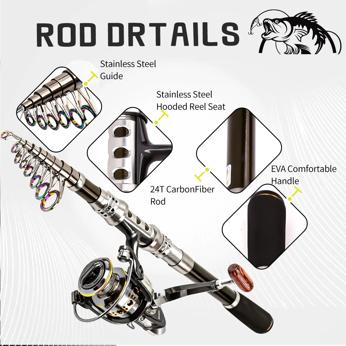 Telescopic Rod Wheel Set With Rotating Reel For Sea Fishing