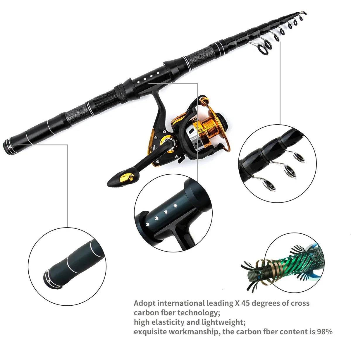 Carbon Spinning Rod Set for Long Throw Ocean Fishing Gear