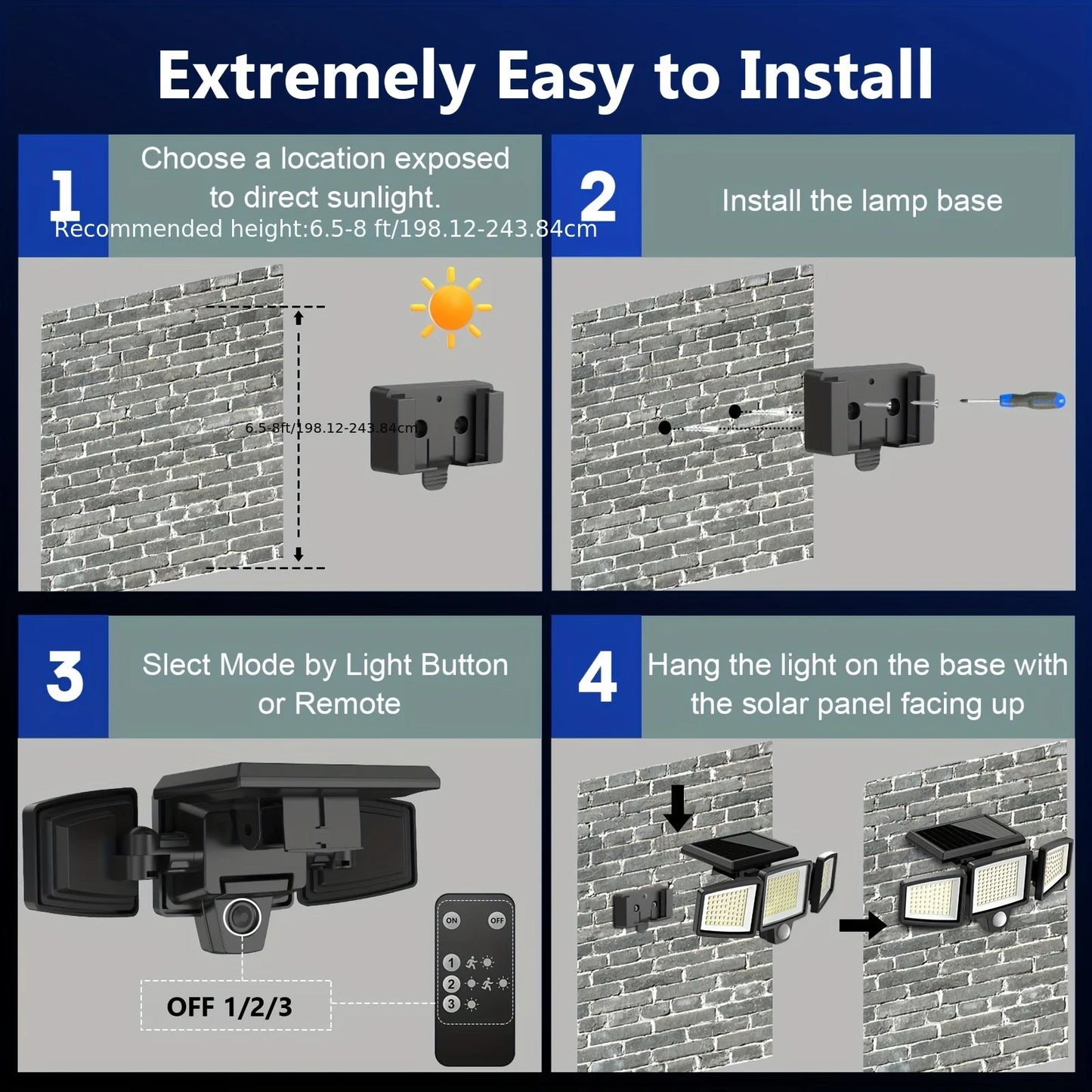 SZRSTH 3 Pack Outdoor Solar Lights Motion Sensor 2800LM