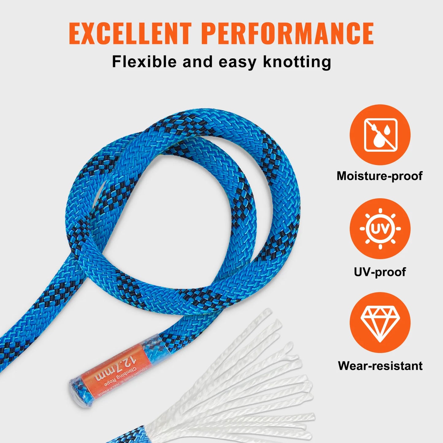 VEVOR Static Climbing Rope 32 KN Break Strength Outdoor Use