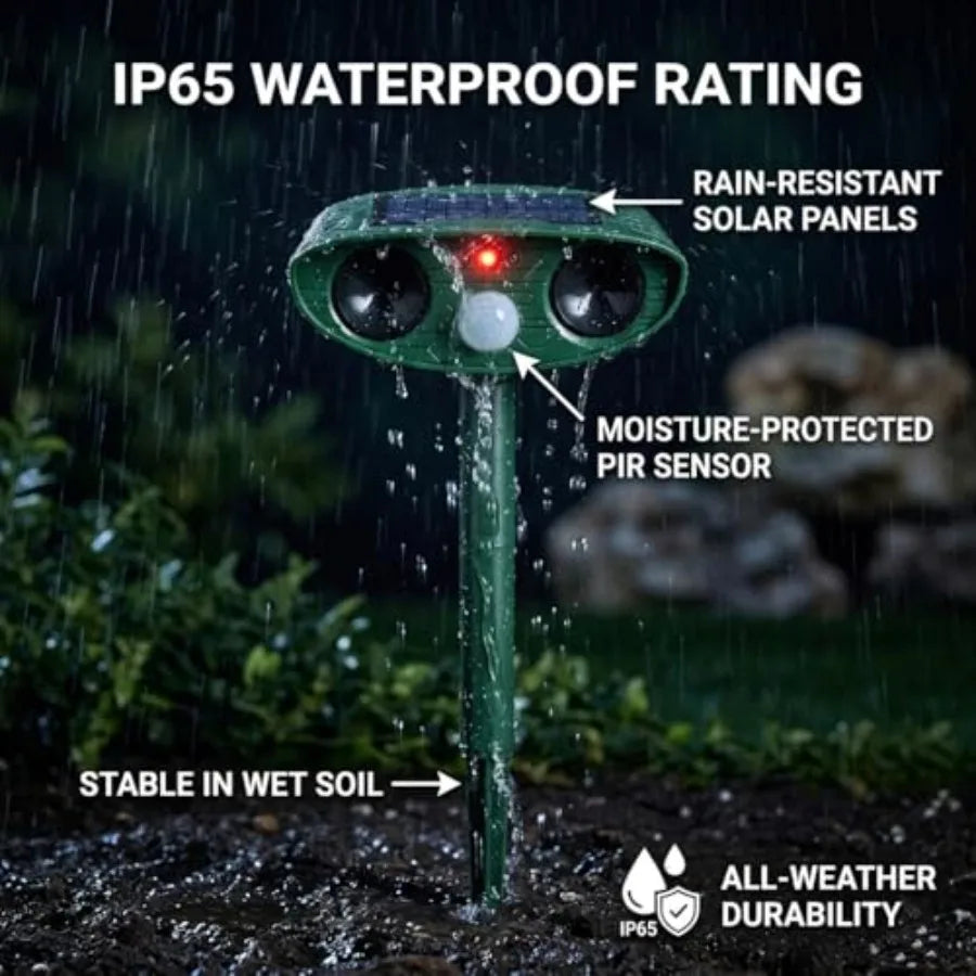 Outdoor Solar Ultrasonic Deer Repellent With Motion Sensor For Gardens