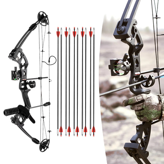 Right Handed Compound Bow Kit With 12 Arrows 30-55lbs - Parry's Picks