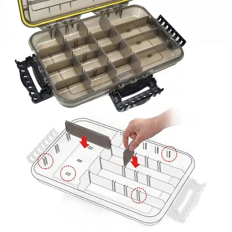 JSFUN Large Capacity Waterproof Fishing Tackle Box For Gear Storage