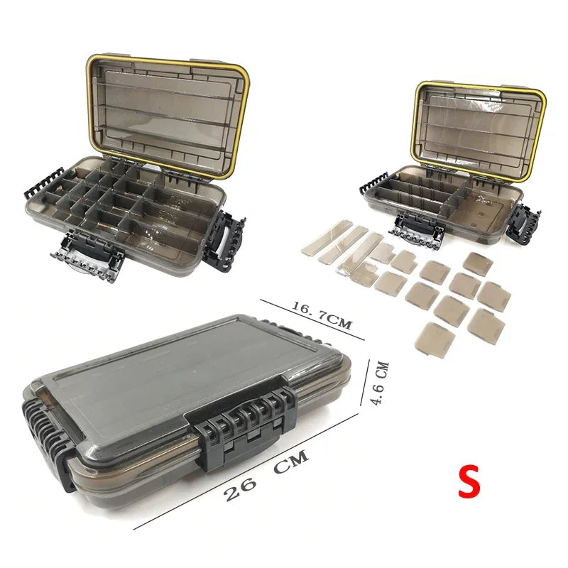 JSFUN Large Capacity Waterproof Fishing Tackle Box For Gear Storage
