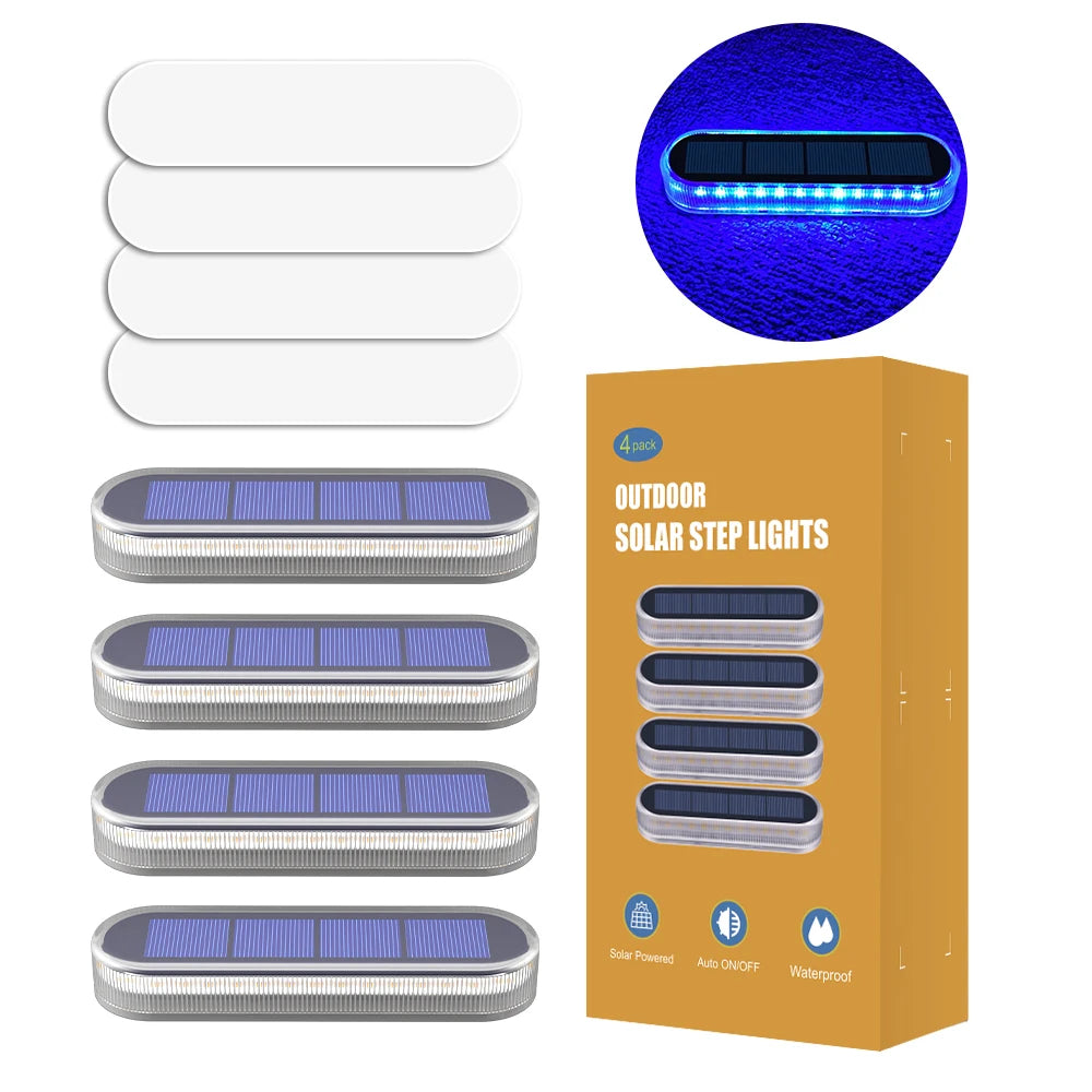 Solar LED Deck Lights 4 Pack IP68 Waterproof Outdoor Garden