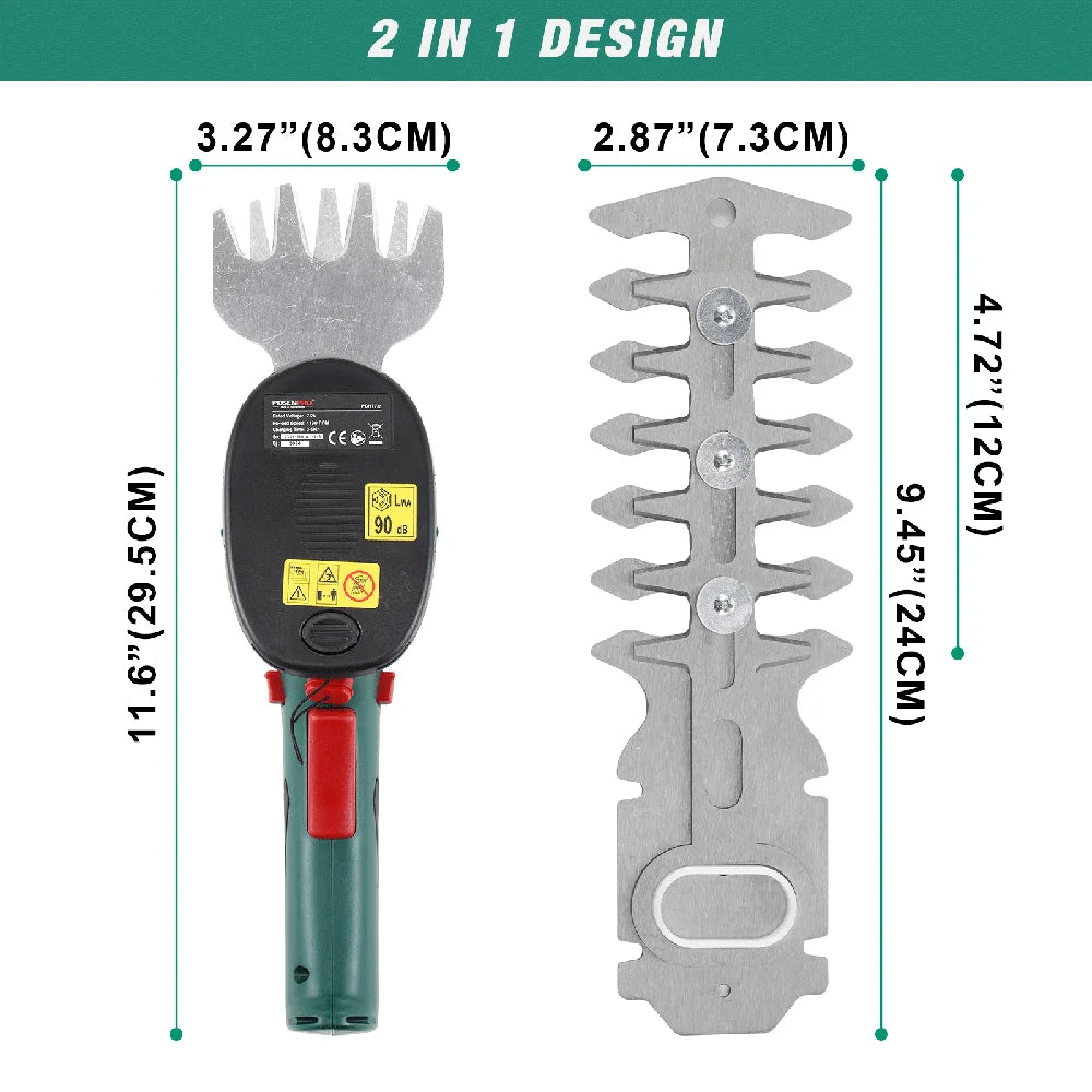 POSENPRO 2-In-1 Cordless Hedge Trimmer And Grass Shear Battery Included