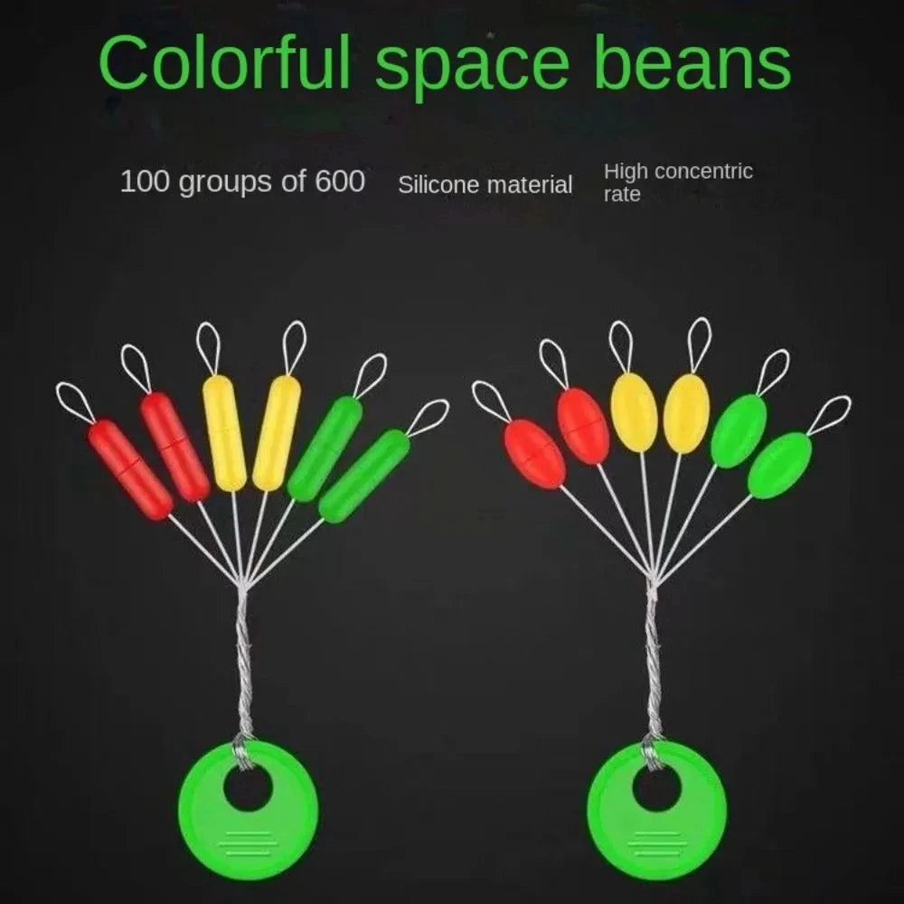 600 Pcs Rubber Stopper Fishing Floats Oval Bean Style Pack