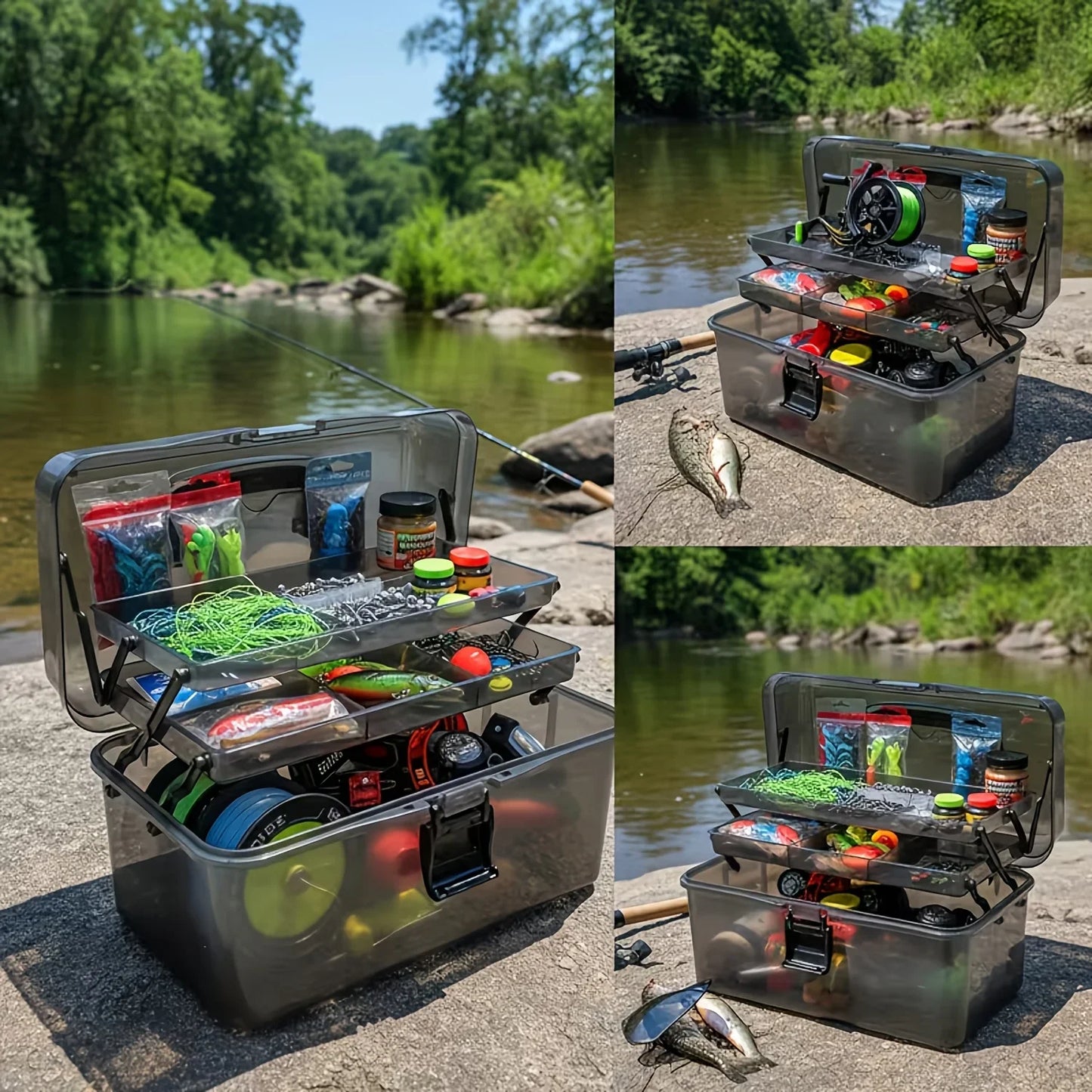 Durable PE Fishing Gear Box With Capacity Built In Lock