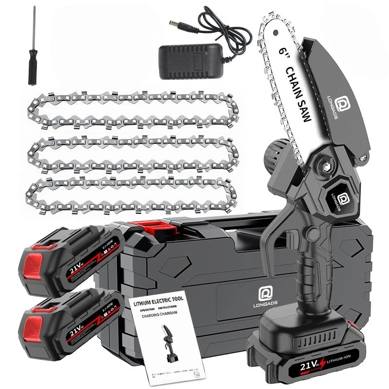 Cordless Mini Chainsaw With Safety Lock For Garden Pruning - Parry's Picks