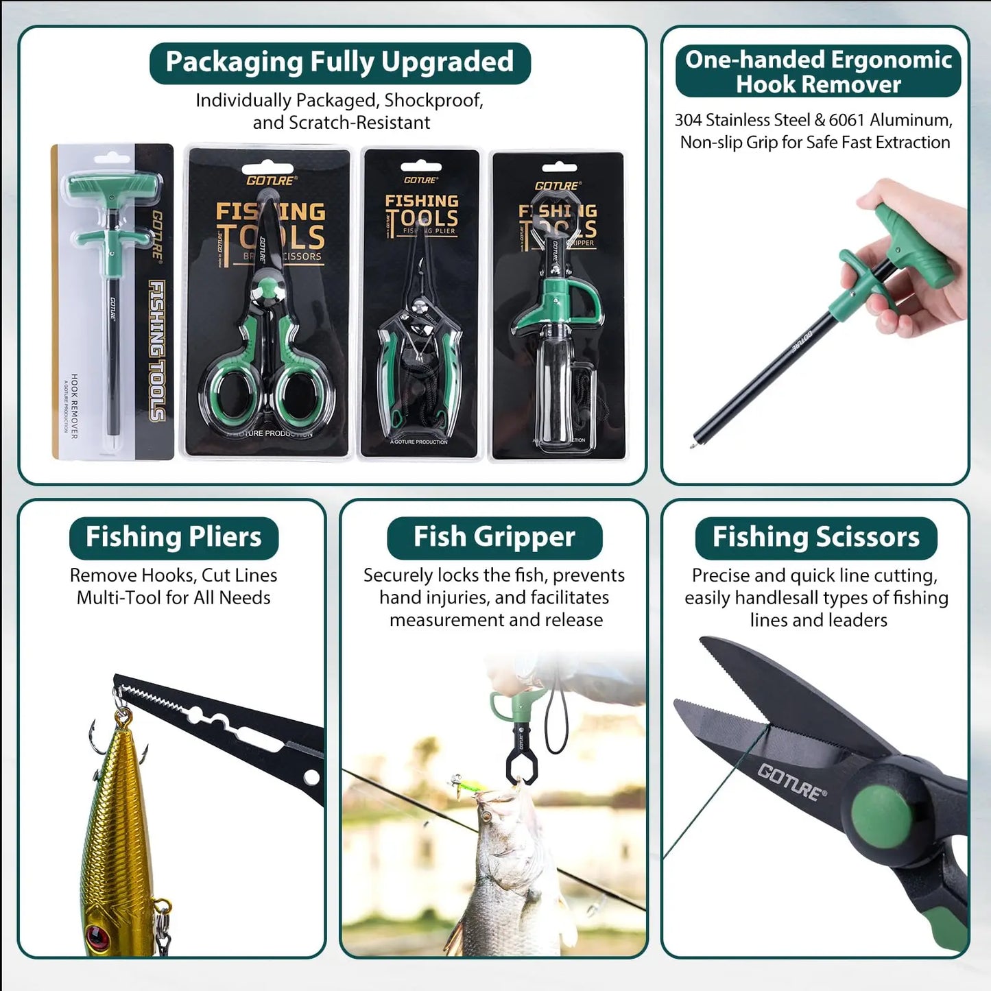 Goture Telescoping Fishing Rod And Reel Kit With Lures Pliers Bag