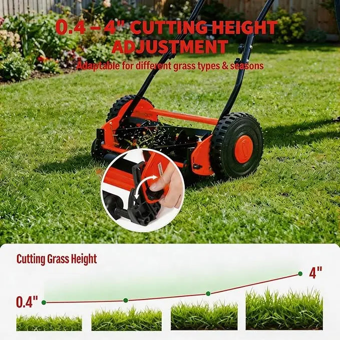 Manual Push Lawn Mower Walk Behind For Yards And Garden
