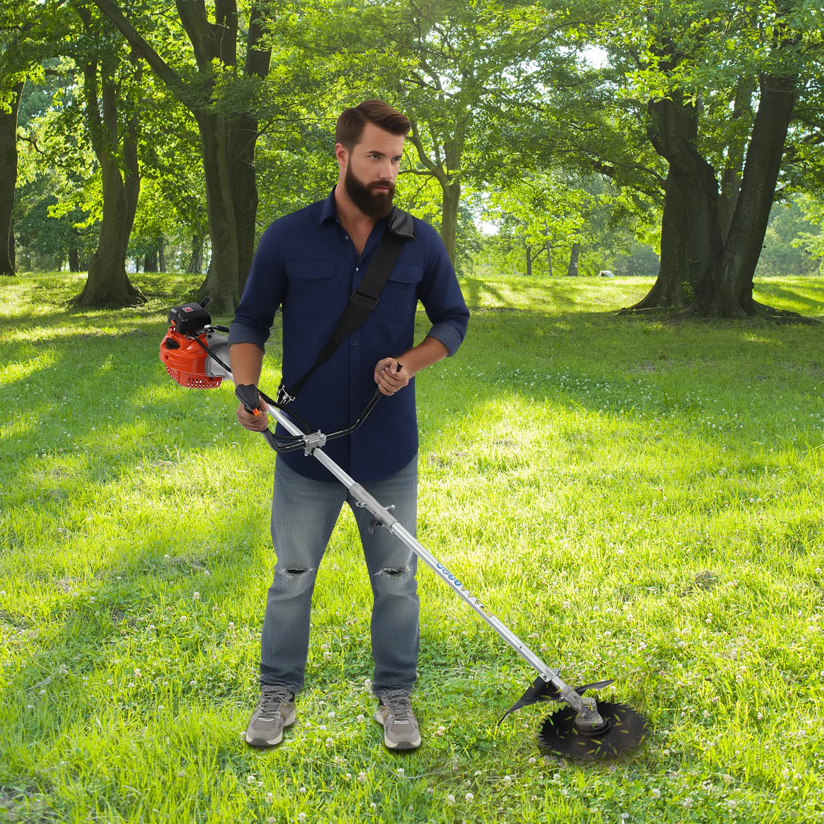 Gas Powered Weed Trimmer Brush Cutter With Three Cutting Heads - Parry's Picks