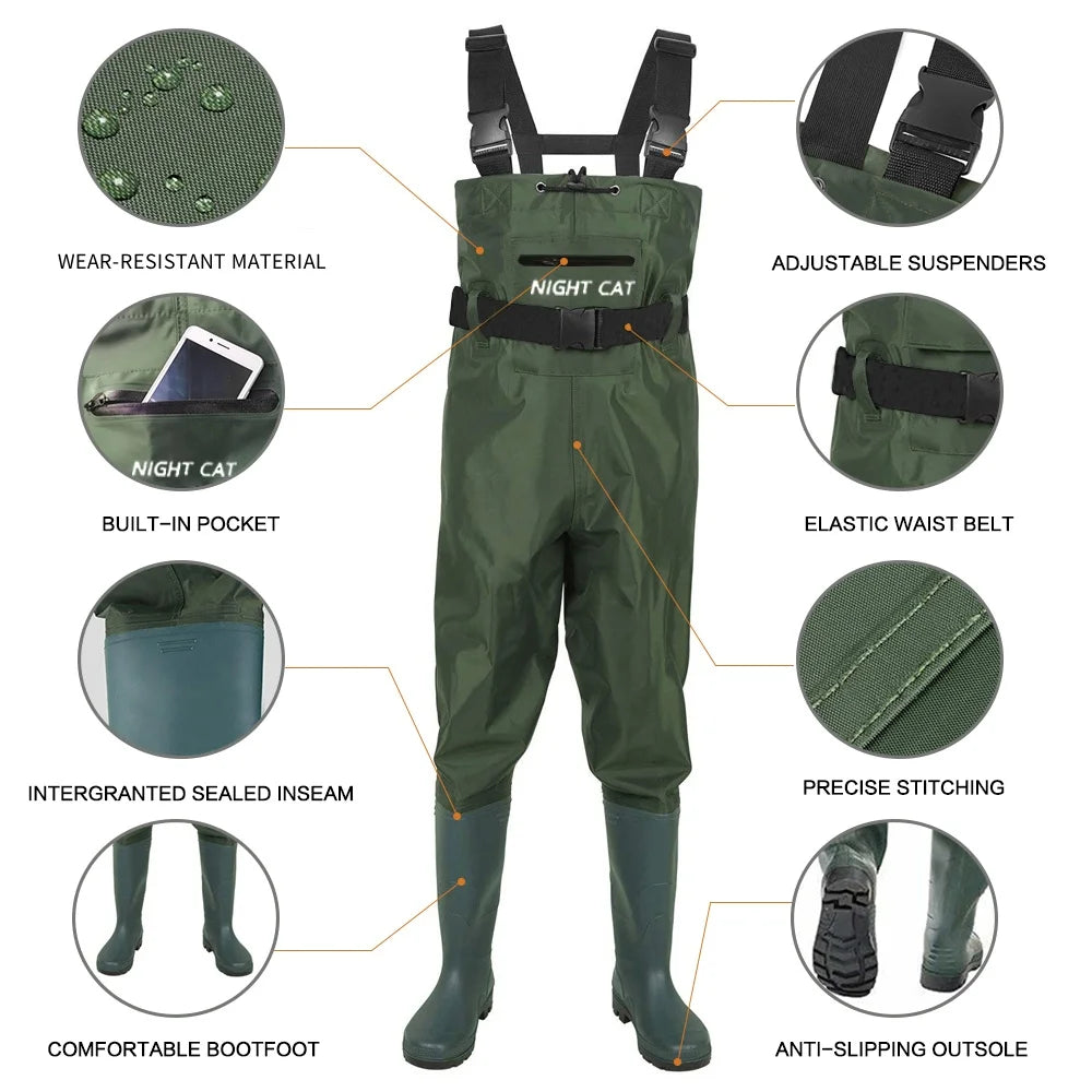Night Cat Unisex Waterproof Chest Wader With Boots