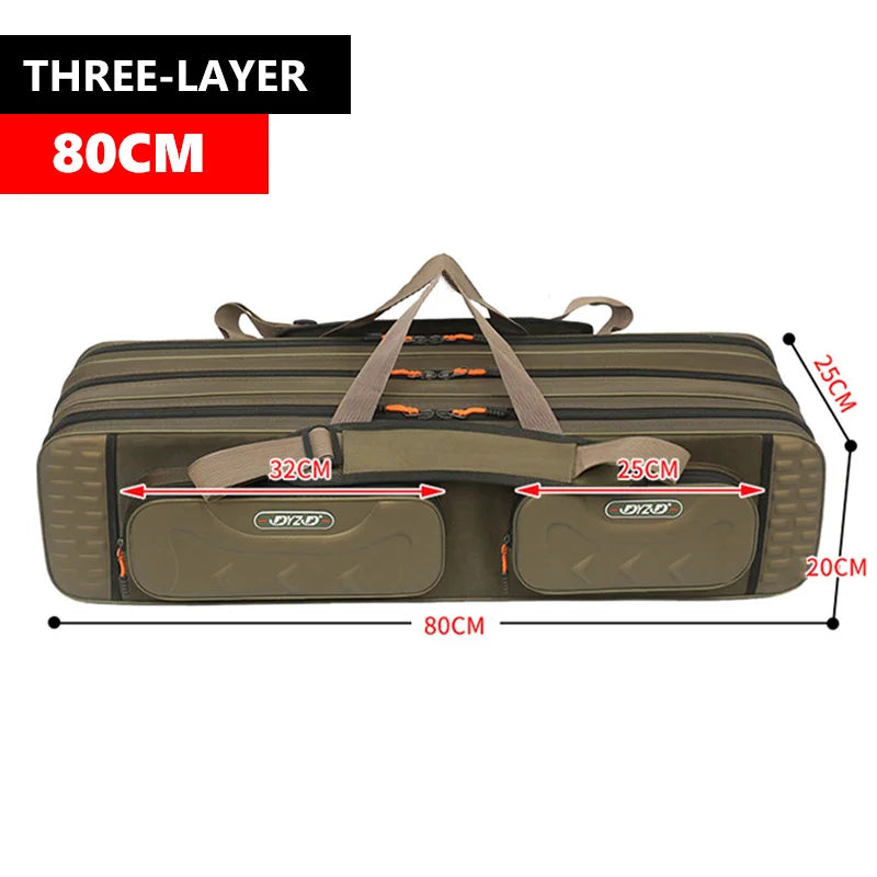 Non Foldable Multifunctional Fishing Rod Bag Waterproof Tackle Storage