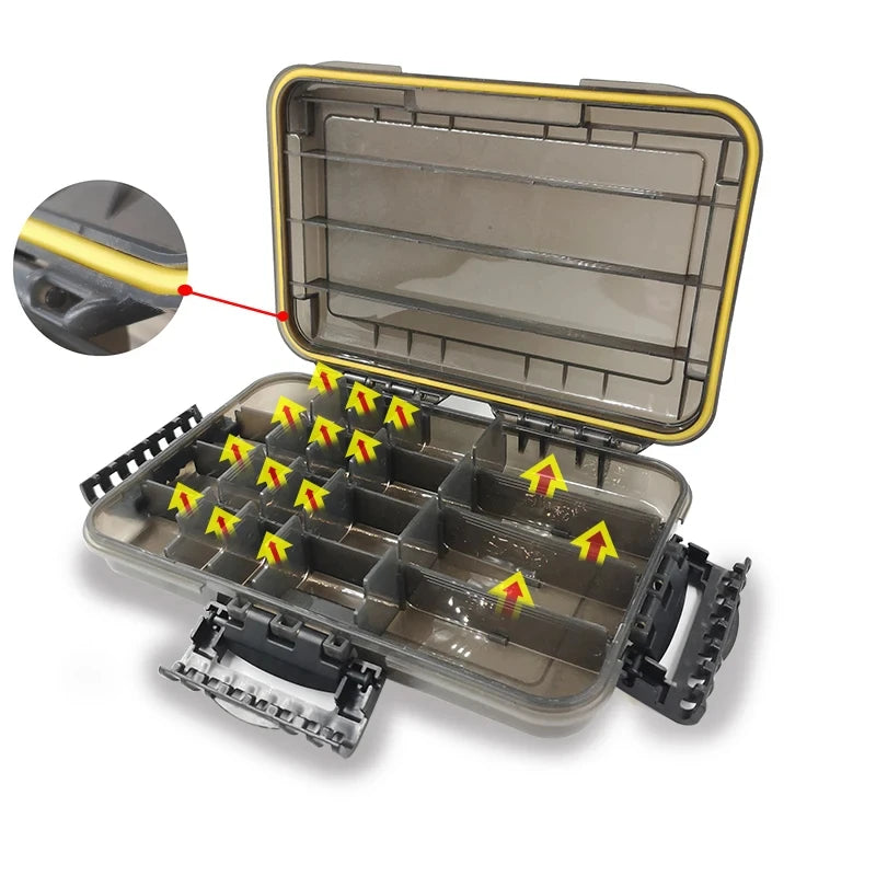JSFUN Large Capacity Waterproof Fishing Tackle Box Storage Organizer