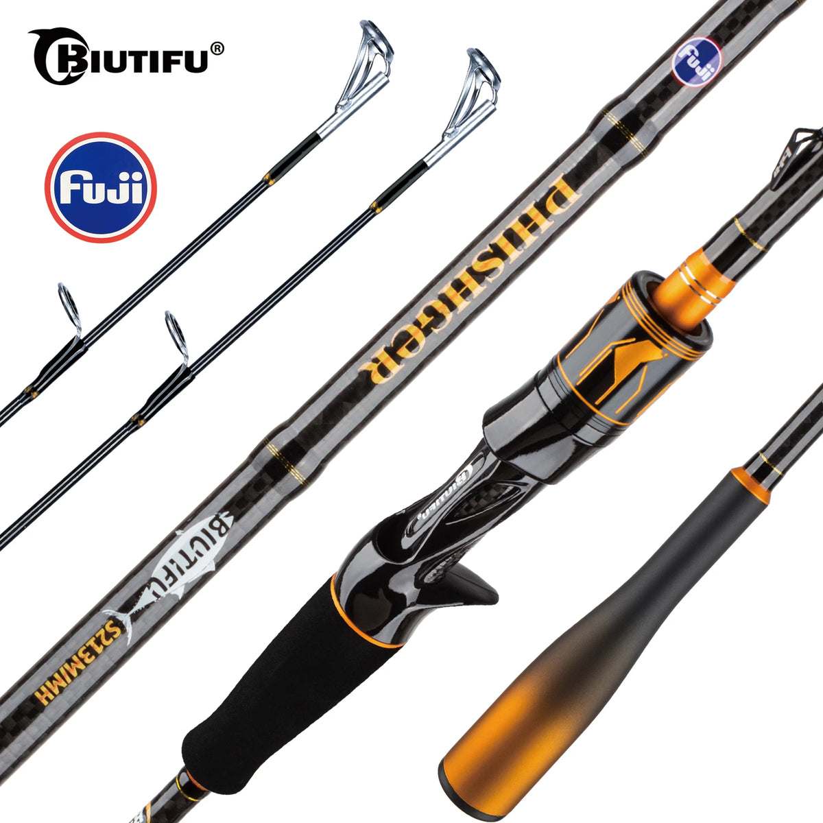 BIUTIFU Carbon Spinning and Casting Fishing Rod with Fuji Guides - Parry's Picks
