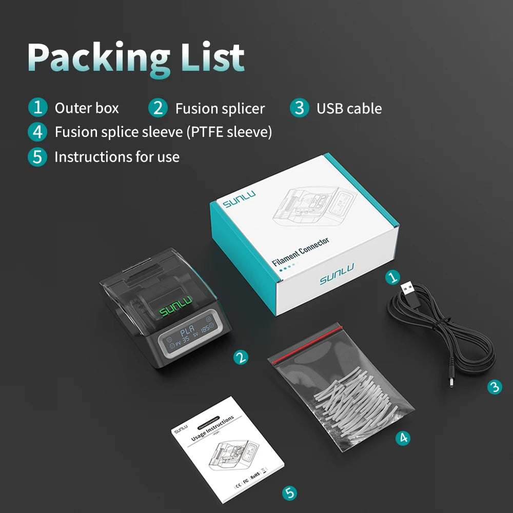 SUNLU Filament Connector FC01 Splicer With 200pcs PTFE Sleeve