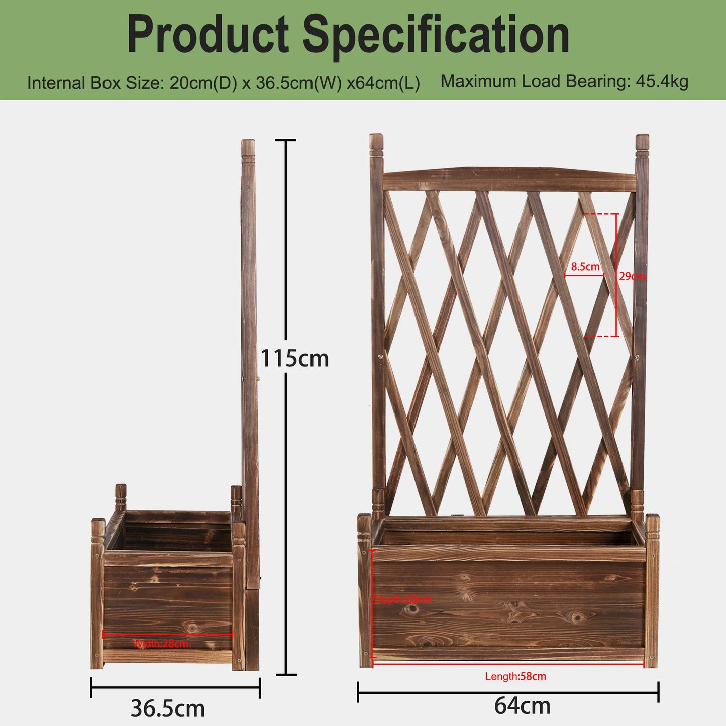 Raised Wooden Garden Bed With Trellis Planter Box For Vegetables
