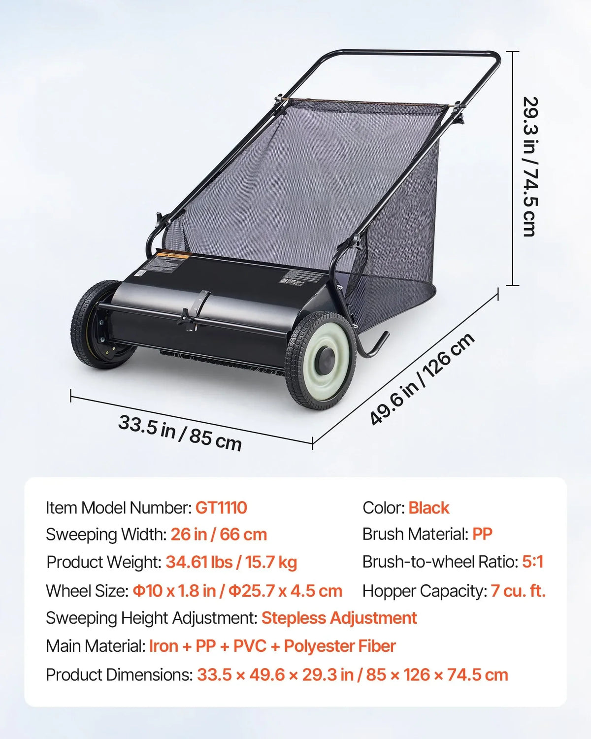 Push Lawn Sweeper Leaf and Grass Collector with Four Brushes - Parry's Picks