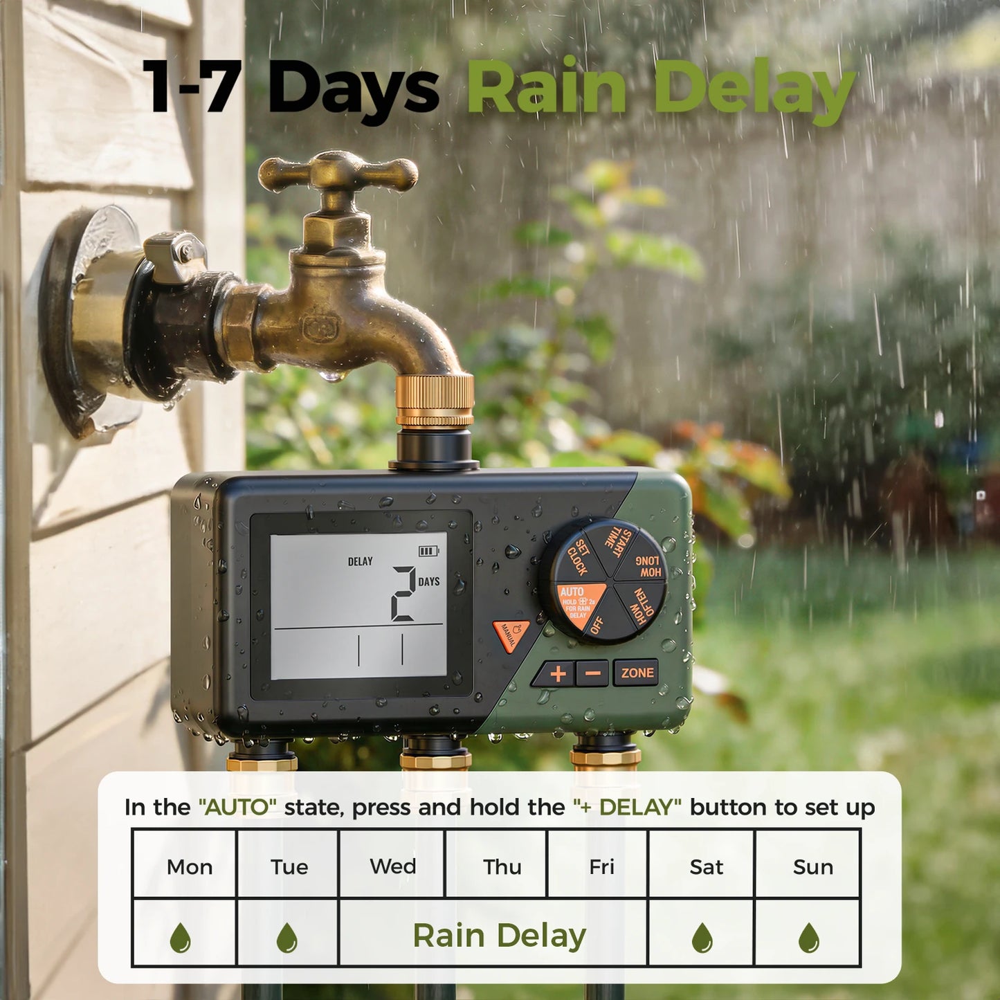 Diivoo 3 Zone Garden Water Timer Brass Inlets Programmable Irrigation