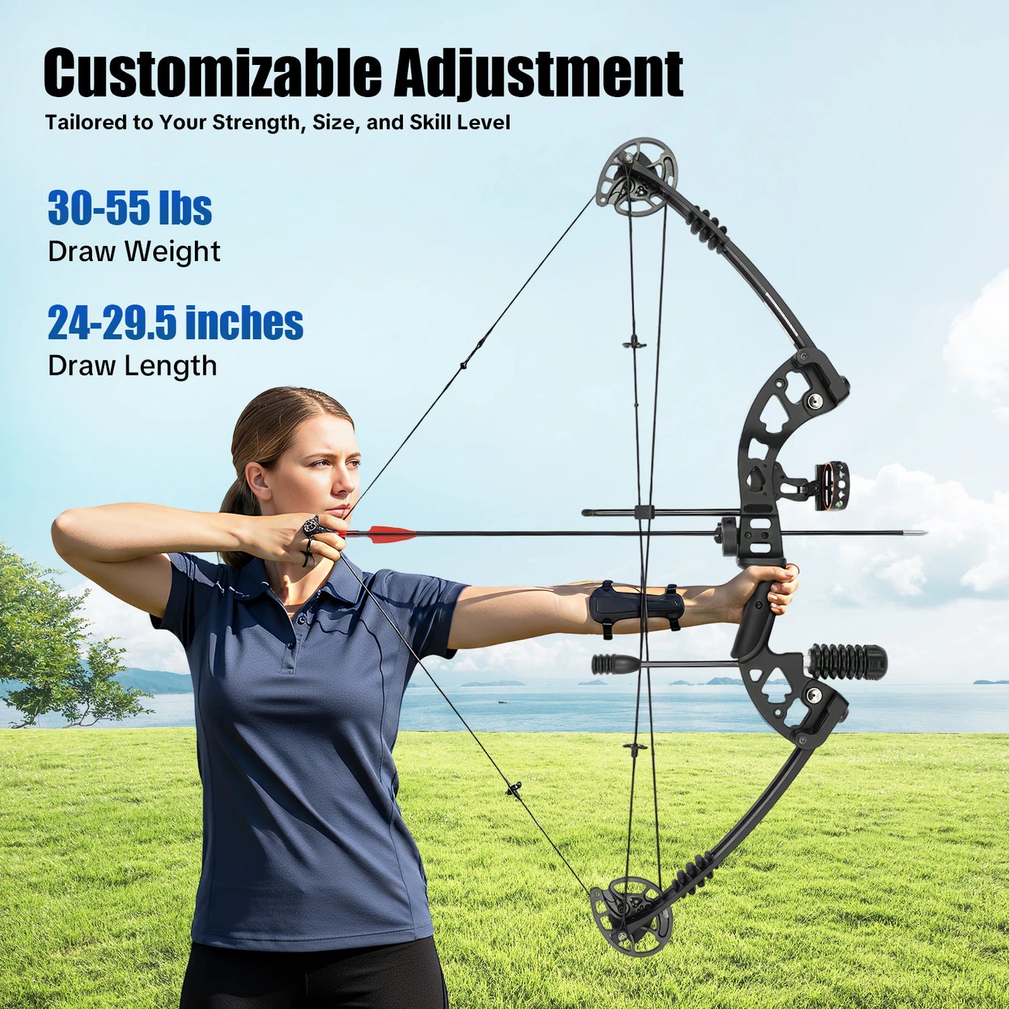 Compound Bow 30 55 Lbs Adjustable Draw Weight 3PinSight