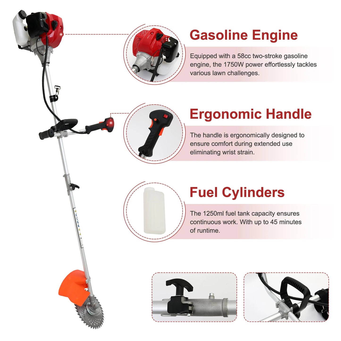 Gas Powered Weed Wacker Four In One Trimmer Hedge Cutter