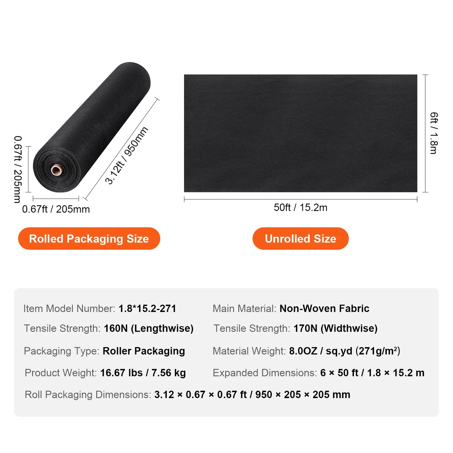 SucceBuy Non Woven Geotextile Fabric Heavy Duty Weed Barrier Drainage