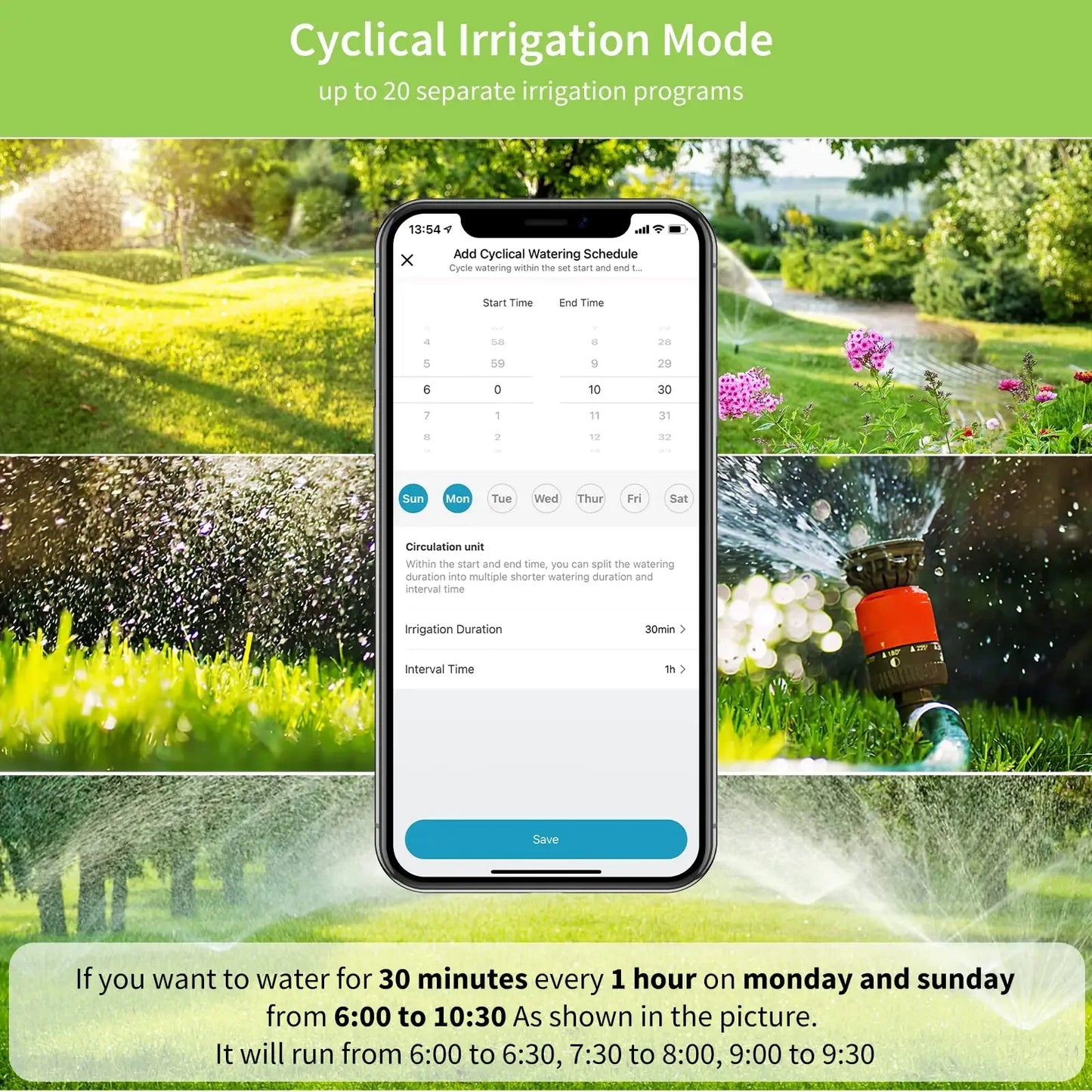 Diivoo Timed Sprinkler Bluetooth Smart Water Timer For Garden Hose 20 Schedules