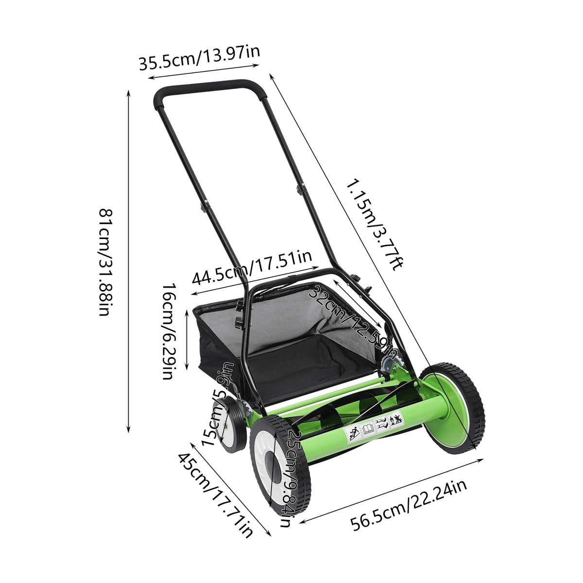 Bymaocar Manual Push Reel Lawn Mower With Grass Catcher - Parry's Picks