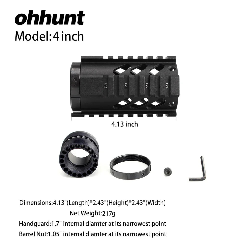 Ohhunt Free Float Quad Rail Handguard For AR15 M4 M16 Picatinny