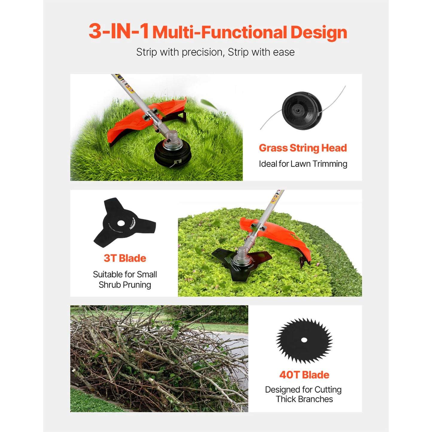 Cordless Gas Powered Trimmer 26/43/52cc with Shoulder Strap