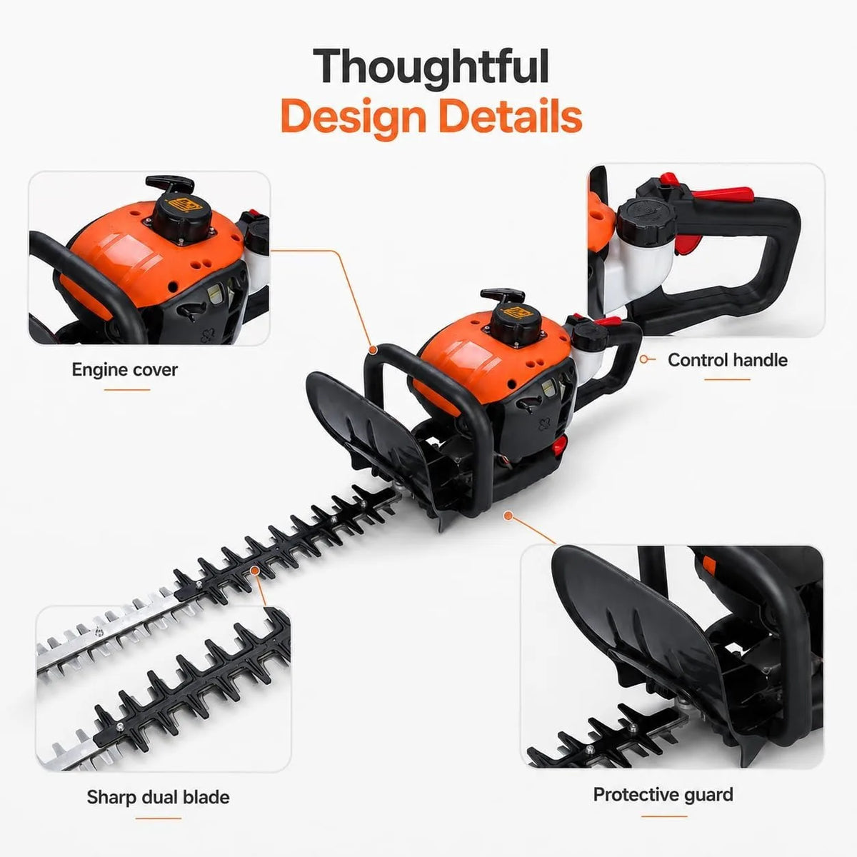 Gas Powered Hedge Trimmer With Dual Action Blade For Shrubs - Parry's Picks