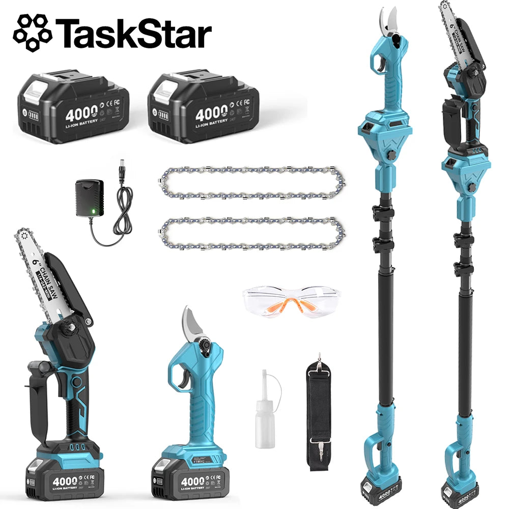 Taskstar Brushless Pole Saw Pruner Combo Kit With Electric Shears - Parry's Picks