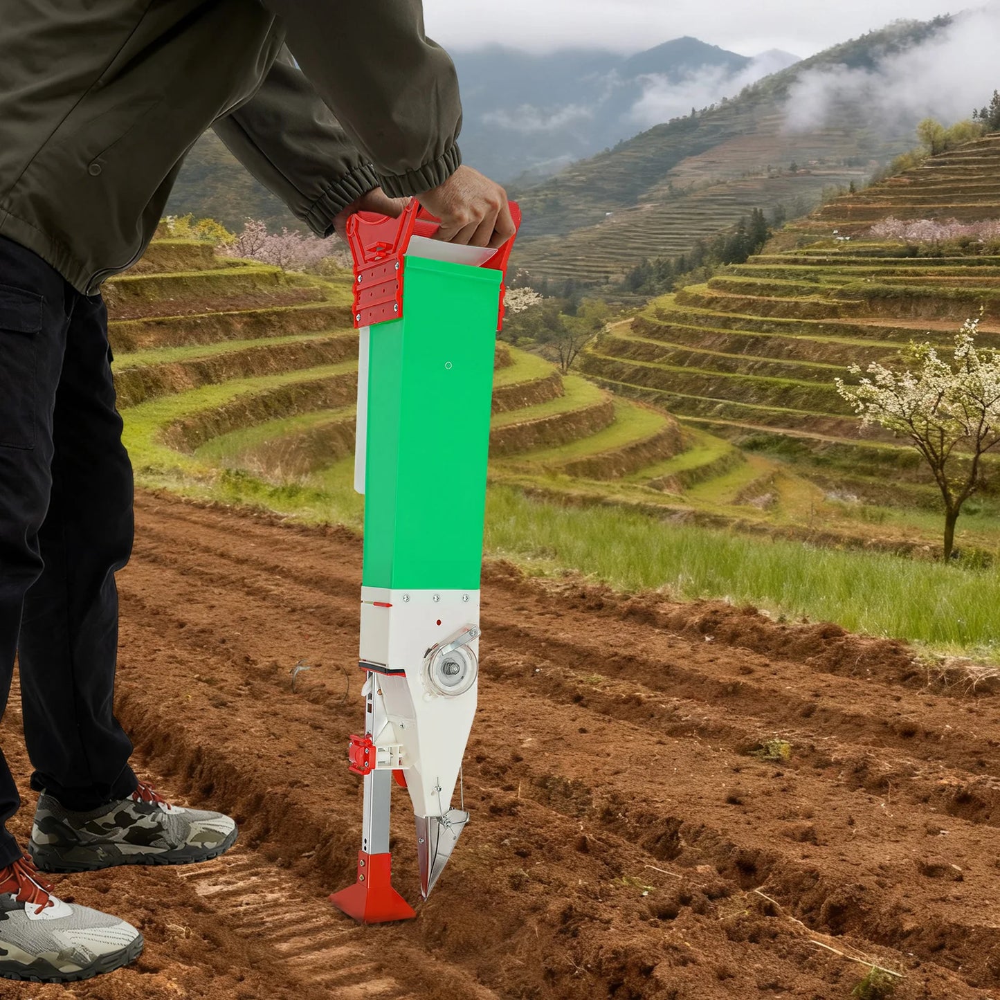 Bymaocar Adjustable Manual Fertilizer Spreader Planter Seeder