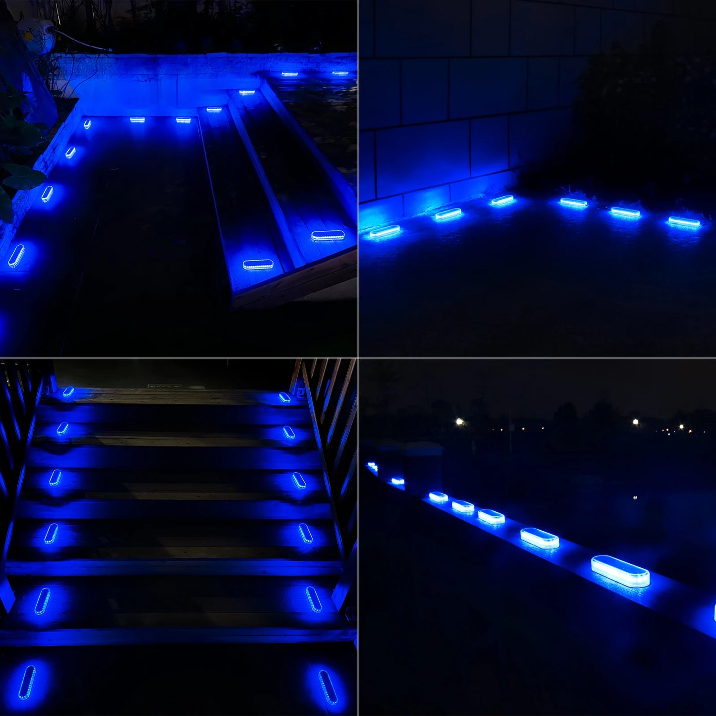 Solar LED Deck Lights 4 Pack IP68 Waterproof Outdoor Garden